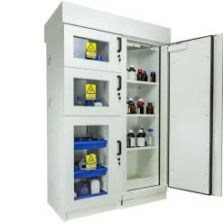 Armoire antifeu 90 minutes multirisque haute - 4 compartiments - partie corrosive en PVC