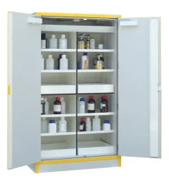 Armoire antifeu 30 minutes multirisque haute 2 portes - 4 compartiments - 4 caillebotis