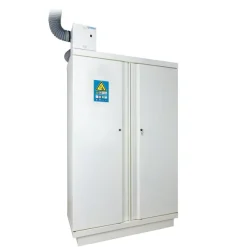 Armoire Double Porte 4 Etageres Special Lithium 90 Min et 1 rack De 8 Prises Pour Recharge Avec Caisson De Ventilation