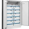 Armoire 90 Minutes 2 Portes Hautes, 2 extincteurs 10 Casiers Avec Prise , Fermeture digicode - blanche