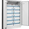 Armoire 90 Minutes 2 Portes Hautes, 2 extincteurs 10 Casiers Avec Prise , Fermeture à clef - blanche