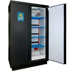 Armoire 90 Minutes 2 Portes Hautes, 4 étagères 4 Racks , 1 Extincteur Et 1 Bac - noire