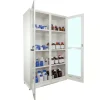 Armoire multirisque série 14 haute 2 portes vitrées - 3 étagères réglables en hauteur - 1 bac de rétention