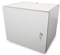 Armoire à musique petit prix - fabriquée en bois de bouleau et revêtue de mélaminé blanc