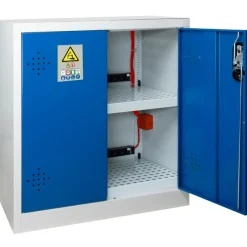Armoire Simple Paroi Comptoir 2 Portes, 2 étagères 2 Racks , 1 Détecteur Wifi, Coloris Bleu