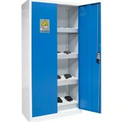 Armoire Simple Paroi Haute 2 Portes, 4 étagères, 4 coussins Ignifuges Pour Stockage Uniquement Coloris Bleu
