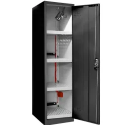 Armoire Simple Paroi 1 Porte Haute, 4 étagères 4 Racks , 1 Détecteur Wifi, 1 Extincteur - Coloris Noir