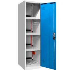 Armoire Simple Paroi 1 Porte Haute, 4 étagères 4 racks , 1 Détecteur Wifi, Coloris Bleu