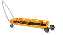 Barquette de sauvetage 2 parties - 280 kg - 4 roues dont 2 rotatives - 2 freins - 2 sangles