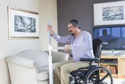 Barre d'appui verticale Healthcraft Advantage - avec poignée et rail démontable bariatrique