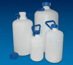 Bidon PEHD rond sans robinet 10 l col étroit Ø 210 mm hauteur 425 mm 1 poignée x 4