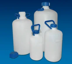 Bidon PEHD rond sans robinet 5 l col étroit Ø 170 mm hauteur 345 mm 1 poignée x 4