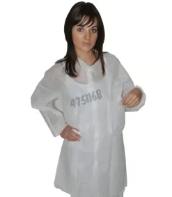 Blouse en PP 40 g 4 boutons pressions élastiques 2 poches taille 4 s1 x 50