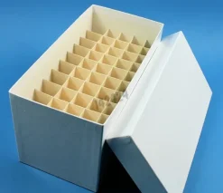 Boîte blanche carton hydrophobe longue 5 x 10 tubes 15 ml dim 122 x 237 x 128 mm