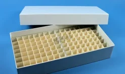 Boîte blanche carton hydrophobe dim 133 x 257 x 50 mm pour 10 x 20 tubes 12 mm hauteur 30 mm