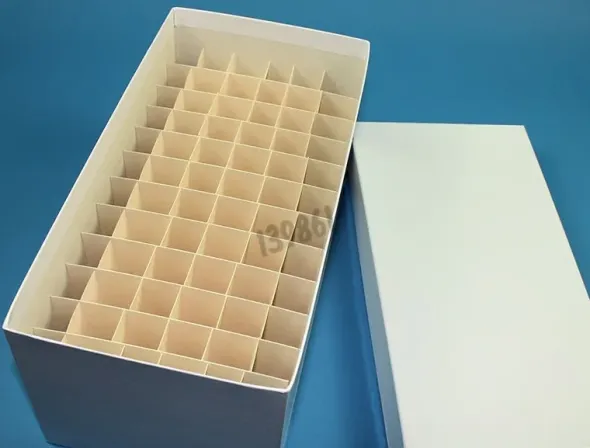 Boîte blanche carton longue 6 x 12 tubes 15 ml dim 148 x 287 x 128 mm