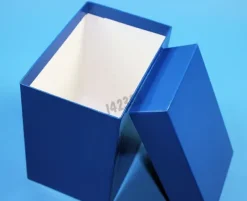 Boîte bleue carton longue sans compartiment dim 148 x 287 x 128 mm