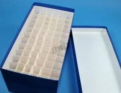 Boîte bleue carton longue 6 x 12 tubes 15 ml dim 148 x 287 x 128 mm