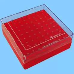 Boîte Cryobox pour stockage de 81 cryotubes 1 - 2 ml rouge x 5