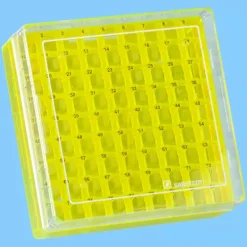 Boîte Cryobox pour stockage de 81 cryotubes 1 - 2 ml jaune fluo x 5