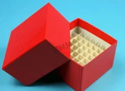 Boîte en carton hydrophobe pour 25 tubes Ø 13 mm h 50 mm 75 hauteur 75 mm rouge