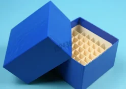 Boîte en carton hydrophobe pour 25 tubes Ø 13 mm h 50 mm 75 hauteur 75 mm bleu