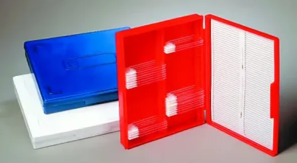 Boîte pour microlame 100 places bleu