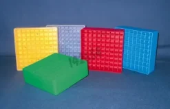 Boîte PP orange fluo alphanumérique incolore 130 x 130 x 50 mm pour 81 cryotubes