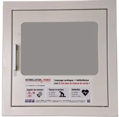 Boîtier mural intérieur blanc pour défibrillateur HeartSine, avec alarme