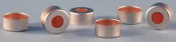 Bouchon aluminium à sertir, ouverture 5.5 mm, septum (TFE/butyl/red rubber) , diam. × épaisseur 11 mm × 1.0 mm,
