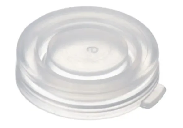 Bouchon transparent fermé à clipser en PE de 22 mm x 100