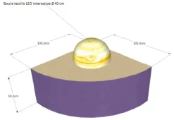 Boule tactile LED interactive - diamètre 40 cm - avec un podium (100x 100 x 50 cm)