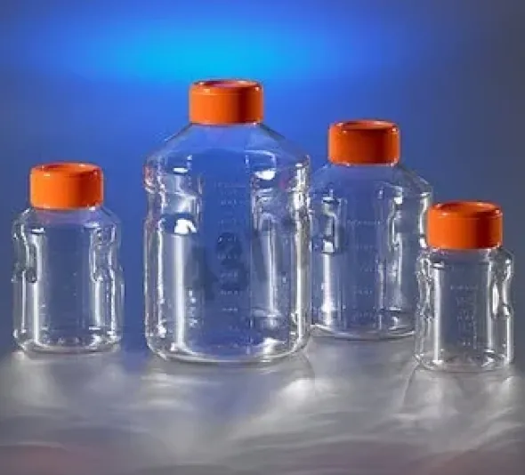 Bouteille de stockage 150 ml PS bouchon easy grip col Ø 45 mm stérile x 24