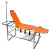 Brancard de catastrophe avec têtière relevable PMA2 - toile orange enduite PVC, lavable, décontaminable, empilable