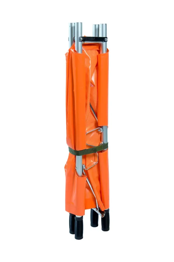 Brancard pliable en 4 - en longueur et largeur - orange - sac de transport