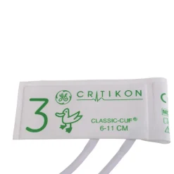 Brassard GE CLASSIC-CUF néonatal 3 - taille 6-11 cm - vert - 2 tubes Neo-Snap patient unique - 1 boîte de 20 unités