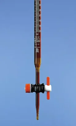 Burette silberbrand classe b robinet droit 50 ml:0,1 ml verre brun carotte ptfe x 2