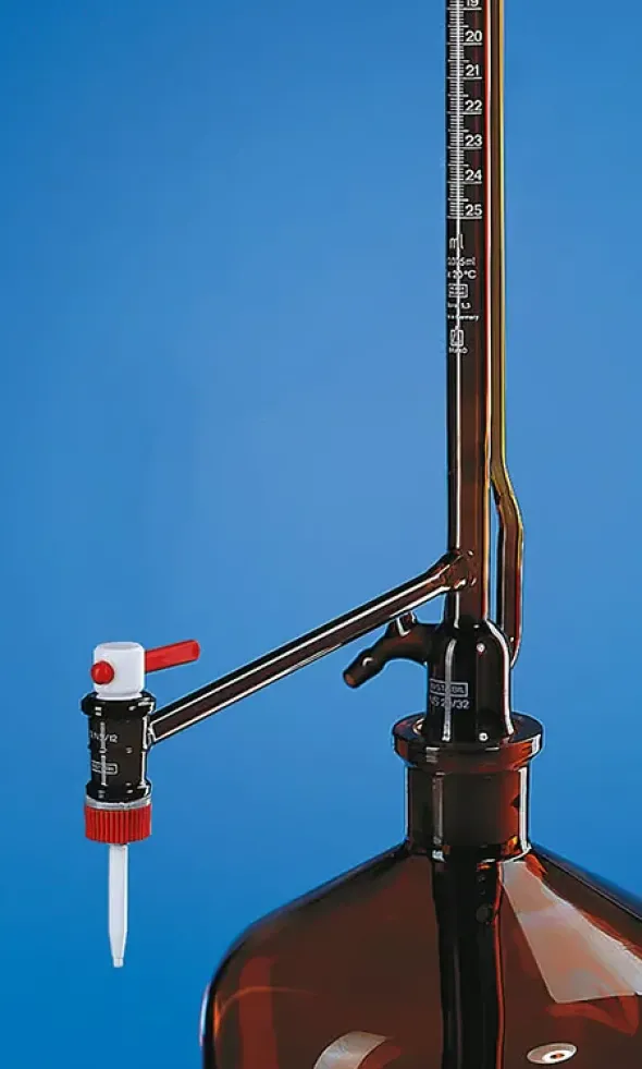 Burette zéro automatique silberbrand sans robinet int 50 ml:0,1 ml brun car ptfe sans flacon