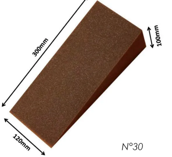 Cale Calix polyuréthane N 30 - triangle - 300 x 120 x 100mm