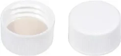 Capuchon N 24 à visser en PP blanc sans trou silicone blanc/PTFE beige x 100