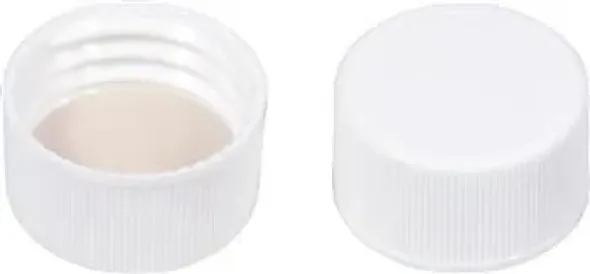 Capuchon N 24 à visser en PP blanc sans trou silicone blanc/PTFE beige x 100