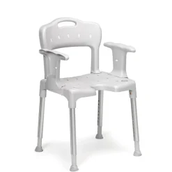 Chaise de douche Etac Swift - version basse - avec dossier et accoudoirs - gris