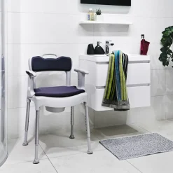 Chaise Etac Swift Commode - 3 en 1 : chaise de douche, chaise percée, rehausseur de toilette - avec coussins