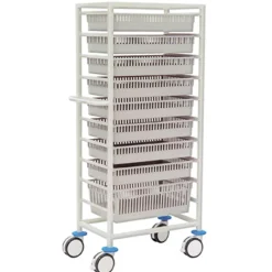 Chariot de stockage pharmacie amagnétique aluminium - stockage jusqu'à 10 paniers ISO 60 x 40 compatible - 3 Tesla