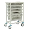Chariot de stockage pharmacie amagnétique - aluminium - stockage jusqu'à 5 paniers ISO 60 x 40 compatible - 3 Tesla