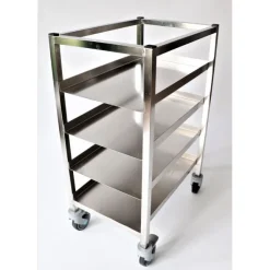 Chariot 4 niveaux de tablettes pleines - pour bac 530 x 325 mm ou 620 x 320 mm - h. max 200 mm