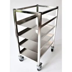 Chariot 4 niveaux de tablettes pleines - pour bac 530 x 325 mm ou 620 x 320 mm - h. max 150 mm