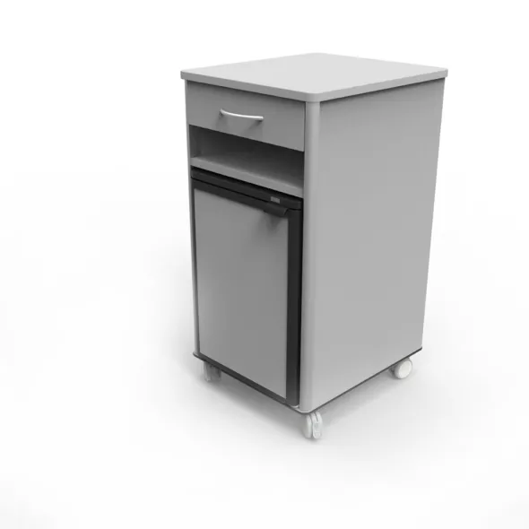 Chevet mini bar - 40 l - 1 porte frigo, 1 tiroir et 1 niche