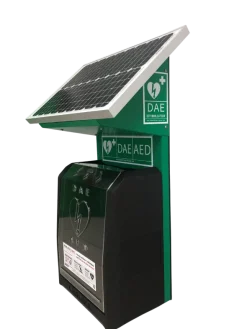 Coffre extérieur solaire noir, système de thermorégulation, alarme sonore et visuelle, flash LED, rétroéclairage