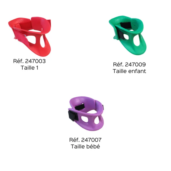 Collier cervical 2 parties - décontaminable - 1 adulte taille 1, 1 enfant, 1 bébé - jeu de 3